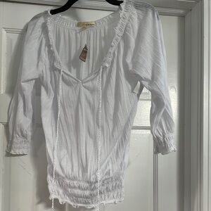 Derek heart White Ruffled Women's peasant Top